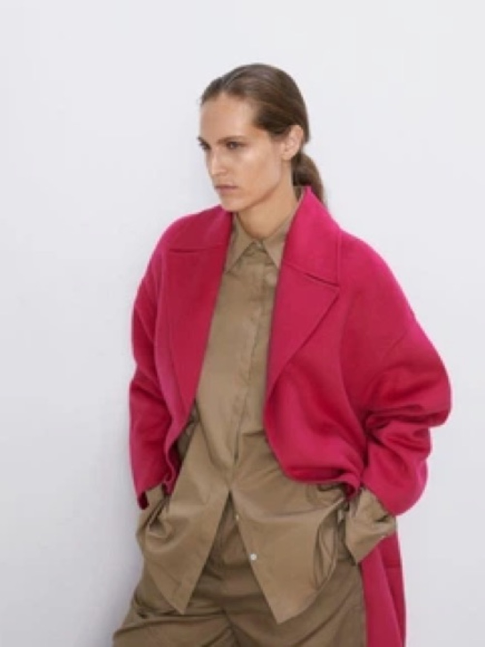 Zara fuchsia Hot Pink wool Coat - Picture 4 of 6